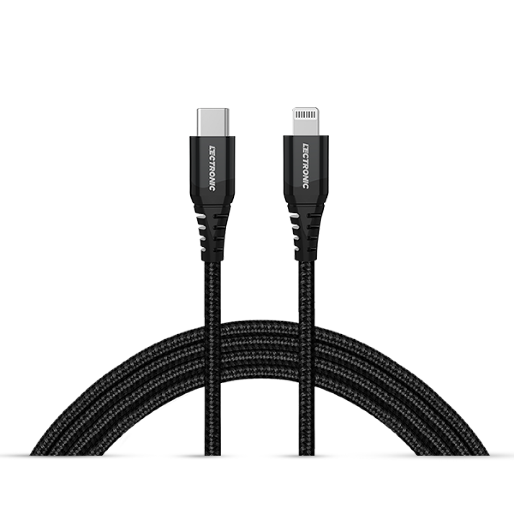 ( buy one get one free ) Lectronic Charging Cable – Type-C to Lightning – 1 Meter Nylon – Black