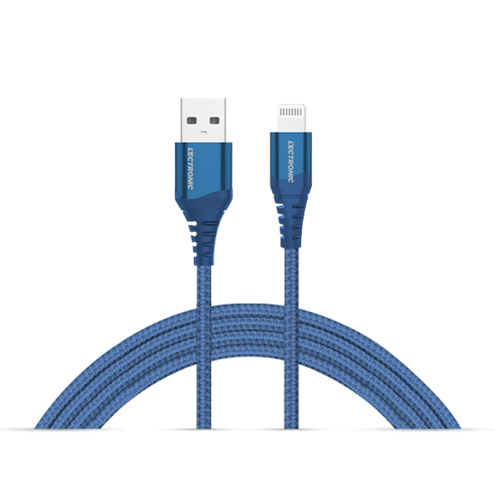 ( buy one get one free ) Lectronic Charging Cable - USB-A to Lightning - Nylon Braided 1.5m - Dark Blue