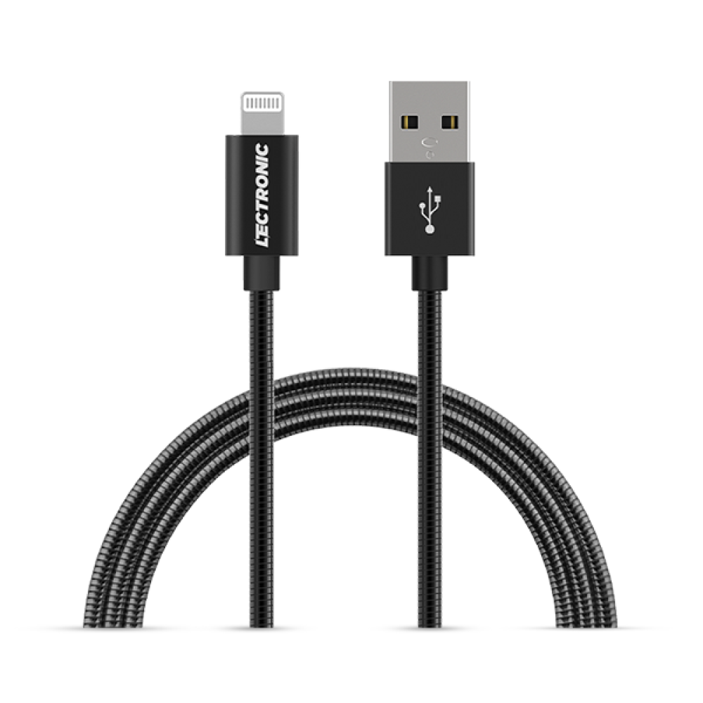 Lectronic USB-A to Lightning Charging Cable - Metal 1m - Black