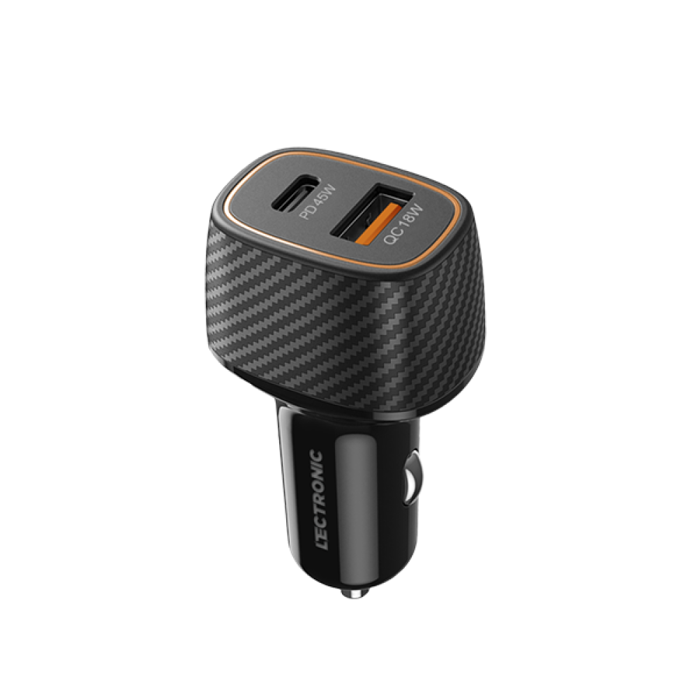 Lectronic Car Charger - 63W - Dual Super Fast Charging - Model LC-411-BLK - Black